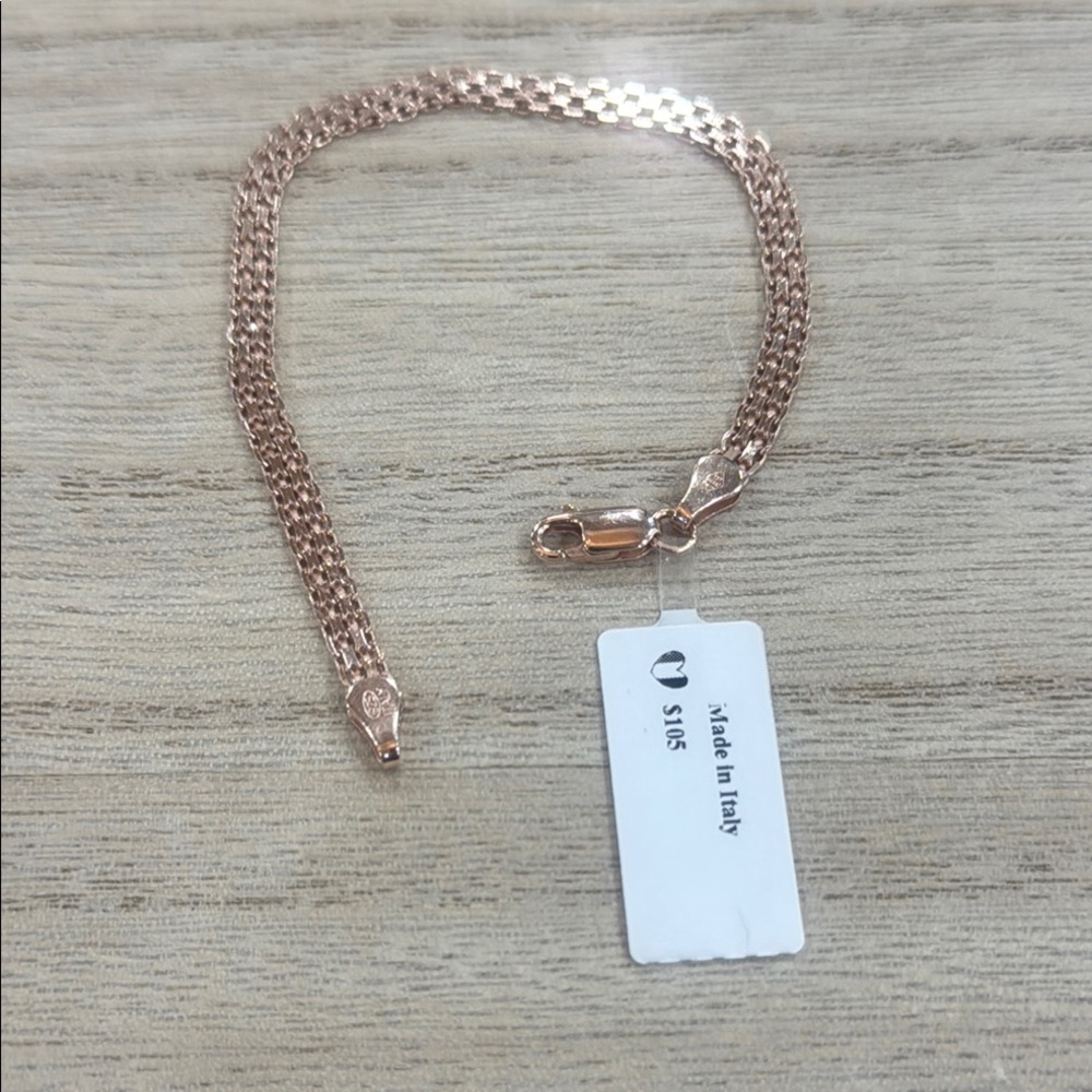 7” 4.3mm Rose Gold over .925 Silver Bismark Bracelet